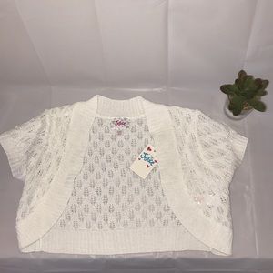 NEW Justice white short sleeve mini shawl/jacket